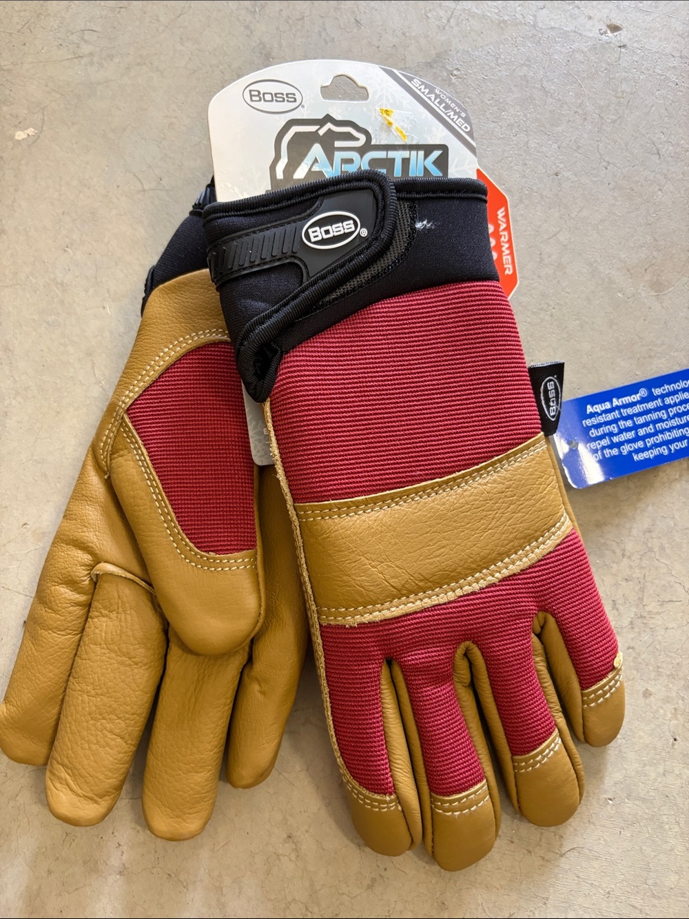 Boss Arctic Work Gloves in Red and Tan